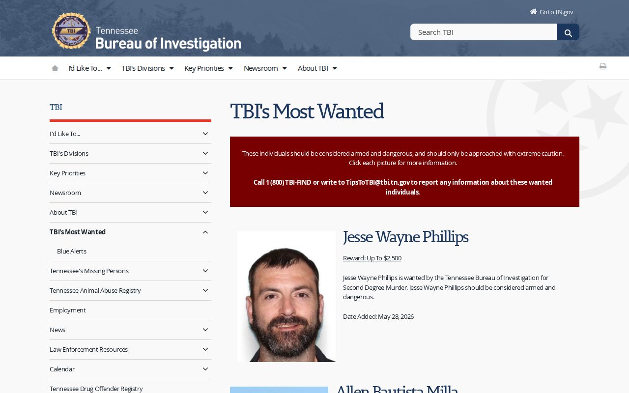 TBI statewide wanted source for Hancock County warrant context