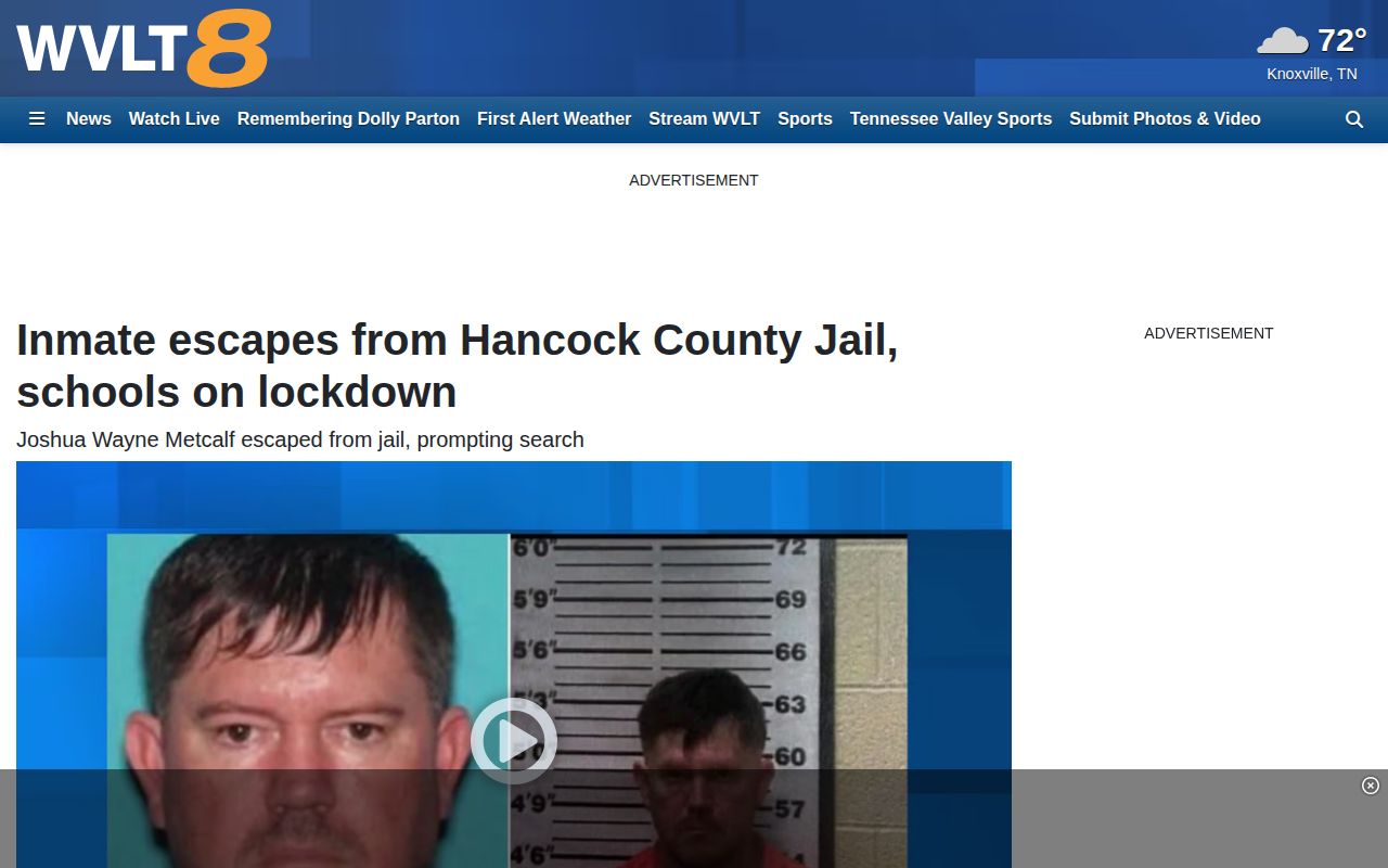 WVLT regional Hancock County custody alert rather than an arrest log
